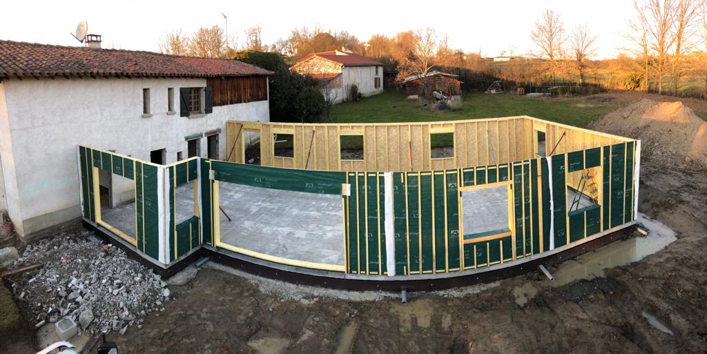 pose de murs en ossature bois 